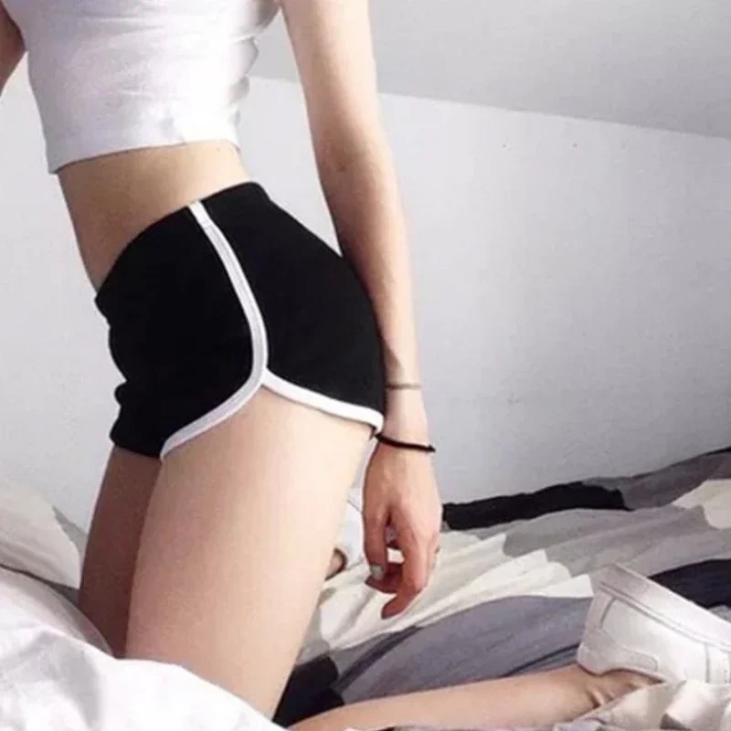 Nova moda esportes shorts feminino casa casual calças quentes cor sólida yoga fitness correndo calças de praia cor doce sweatpants
