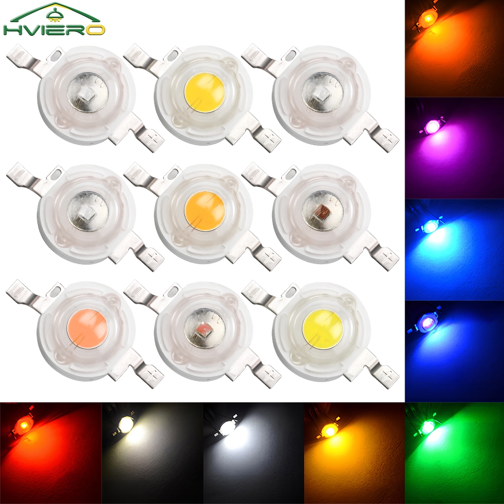 10 Uds 1W 3W bombilla LED de Chip de alta potencia 110-120LM diodo emisor de línea de cuentas blanco rojo verde azul amarillo DIY decoración de luz Led