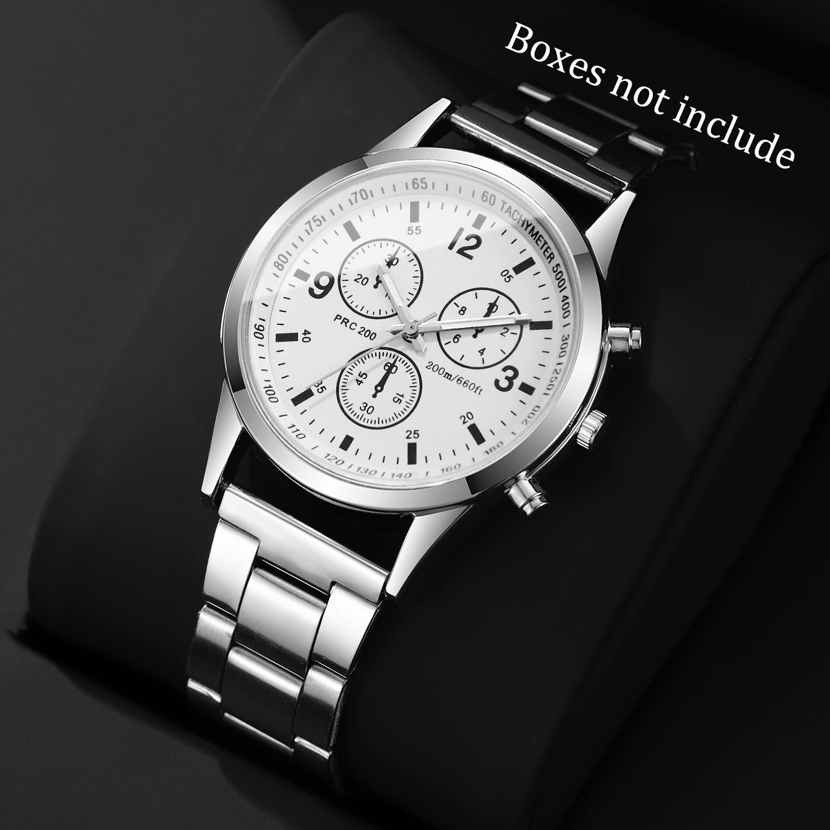 Moda masculina negócios relógio de quartzo luxo pulseira prateada relógio de pulso reloj hombre (sem caixa)