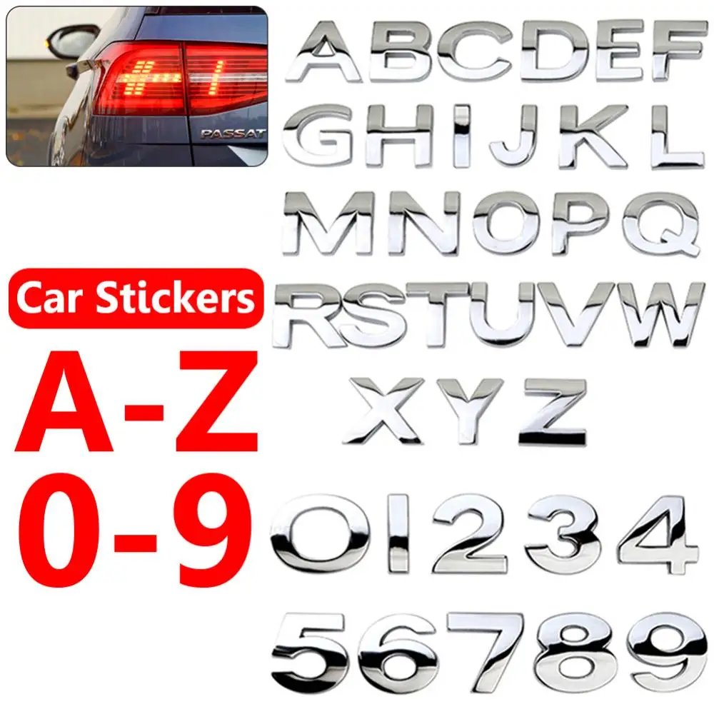 Pegatina autoadhesiva con letras y números para coche, insignia para coche, decoración con emblema, resistente al agua, calcomanía para parachoques de alta adherencia