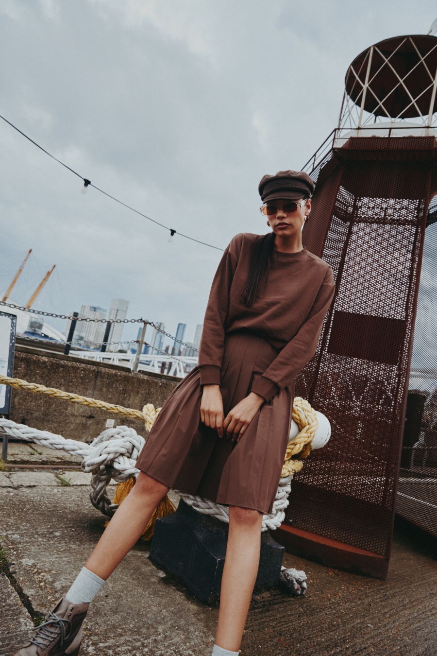 AS AW25 модная спортивная одежда оверсайз + быстросохнущая плиссированная юбка до колена, комплект женской одежды