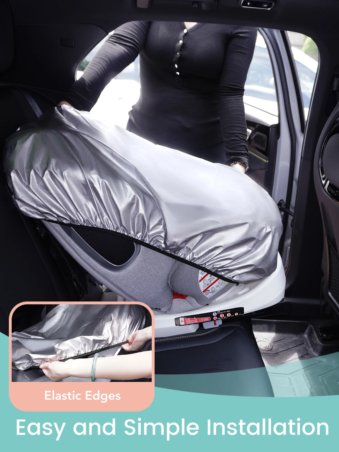 Capa protetora para assento de carro de bebê com que pode ser usada em ambos os lados, proteção UV, isolamento térmico e proteção contra poeira