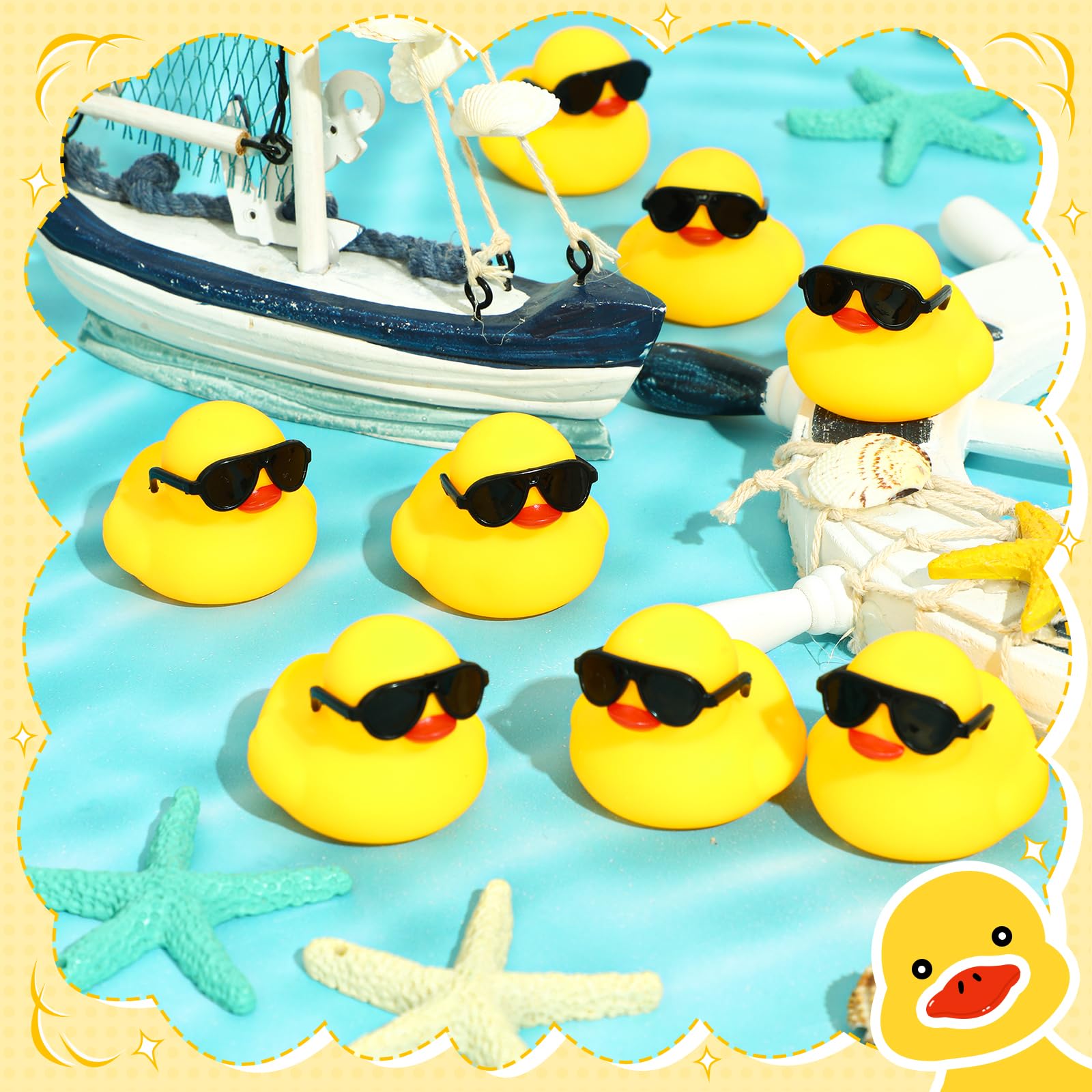 1-100 PC มินิเป็ดยางชุดจํานวนมากแว่นตากันแดด FLOAT Squeak เป็ดเล็กๆเป็ดยางของเล่นสําหรับ PARTY วันเกิด