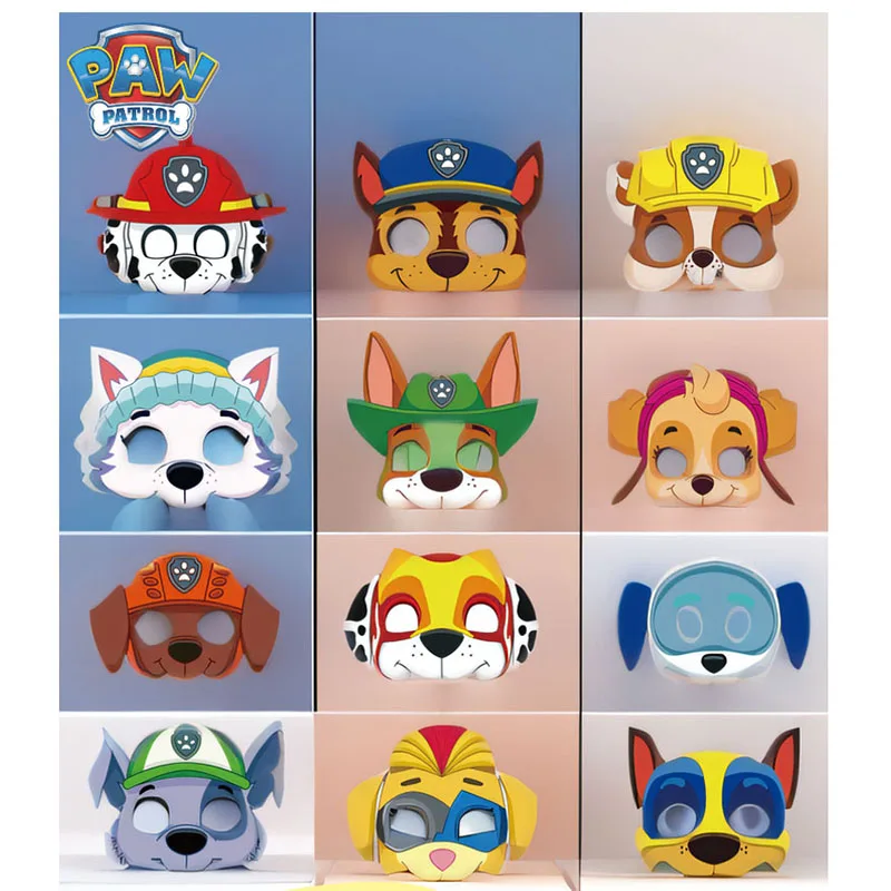 12 pezzi Paw Patrol Maschere per feste di compleanno Giocattolo Cucciolo Patrol Maschere per costumi per bambini Patrulla Canina Figura Maschera Bambini Cosplay Party