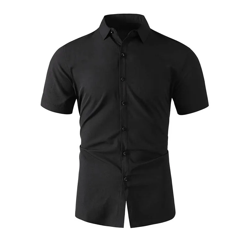 Neues Herren-Business-Casual-Hemd mit kurzen Ärmeln, einfarbig, für Sommermode, ohne Bügeln, bequemes und vielseitiges Oberteil