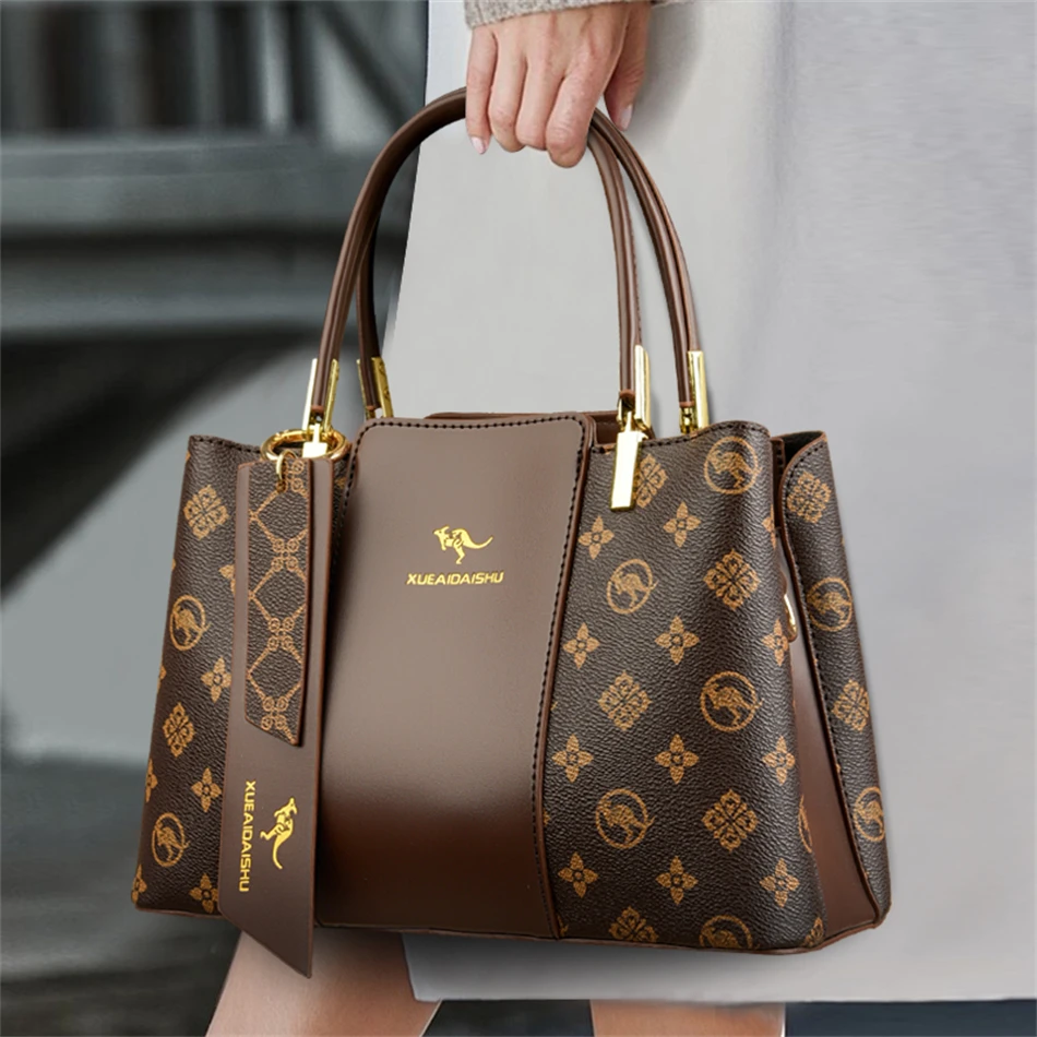 กระเป๋าถือหรูแฟชั่นพิมพ์ขนาดใหญ่ความจุหนังนุ่มผู้หญิงไหล่Crossbodyกระเป๋าLeisure Designerสุภาพสตรีกระเป๋าและกระเป๋าถือ
