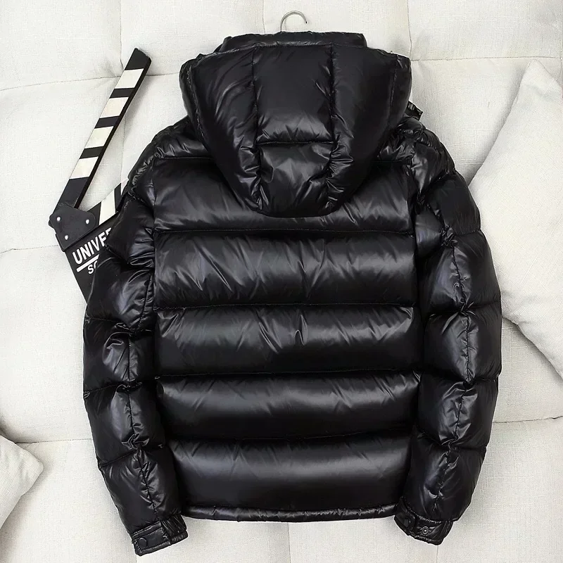 ฤดูหนาวใหม่ผู้ชายสีดําเงาปักเป้าแจ็คเก็ต Hooded Casual เป็ดลงเสื้อคุณภาพสูงชายกลางแจ้ง Windproof แจ็คเก็ตอุ่นขนาด 4X