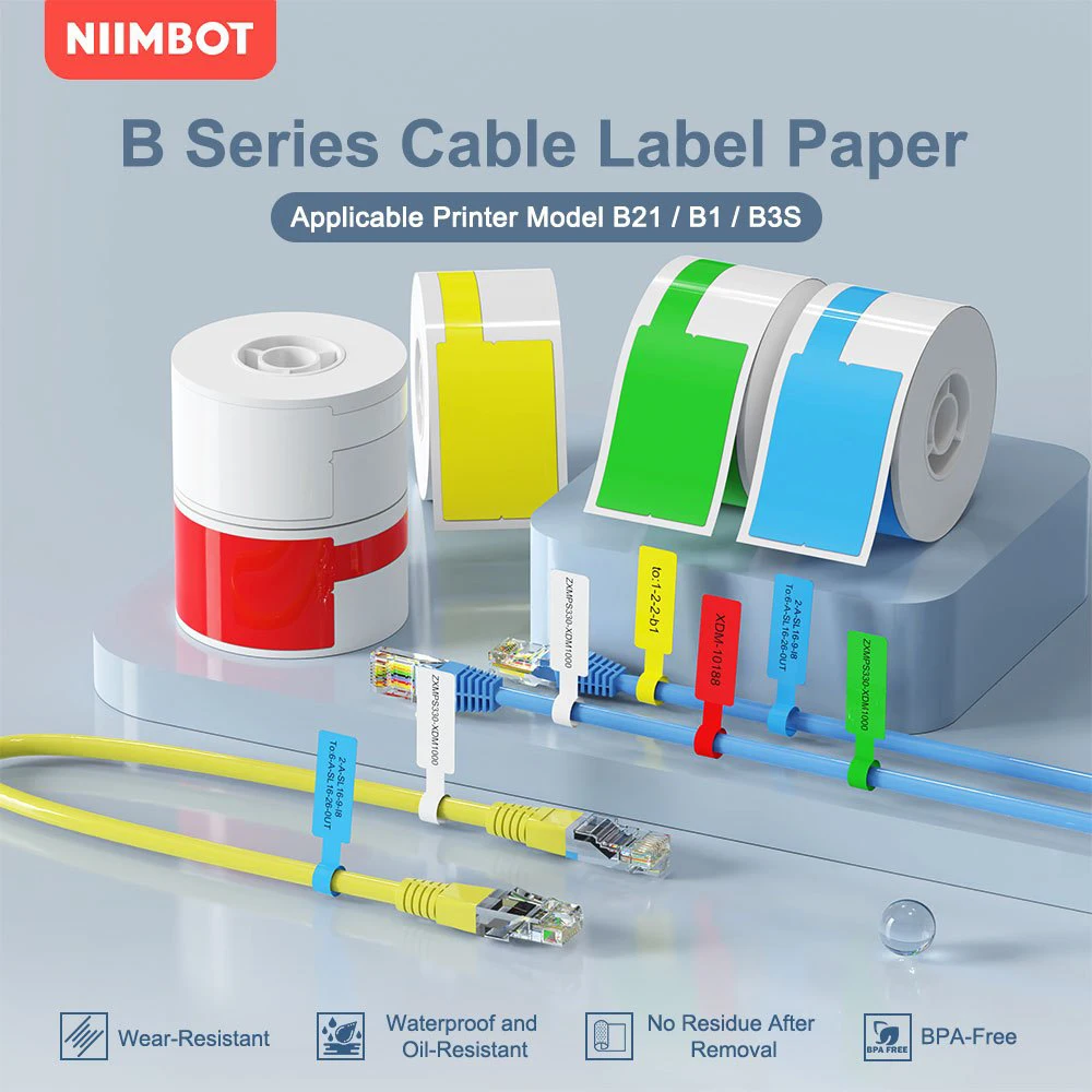 Stampante portatile per etichette per cavi Niimbot Termica B1 B21 B203 Identificazione linea dati carta Etichette per cavi in fibra Etichette Tag in fibra Niimbot