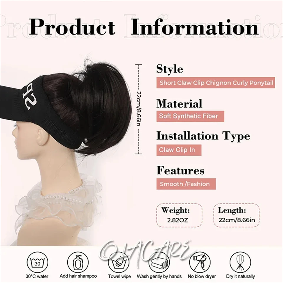 Messy Bun ผมชิ้น Claw คลิปใน Buns ผมชิ้นสําหรับผู้หญิงตรงสั้นสูงหางม้า EXTENSION Tousled Updo สําหรับหญิง