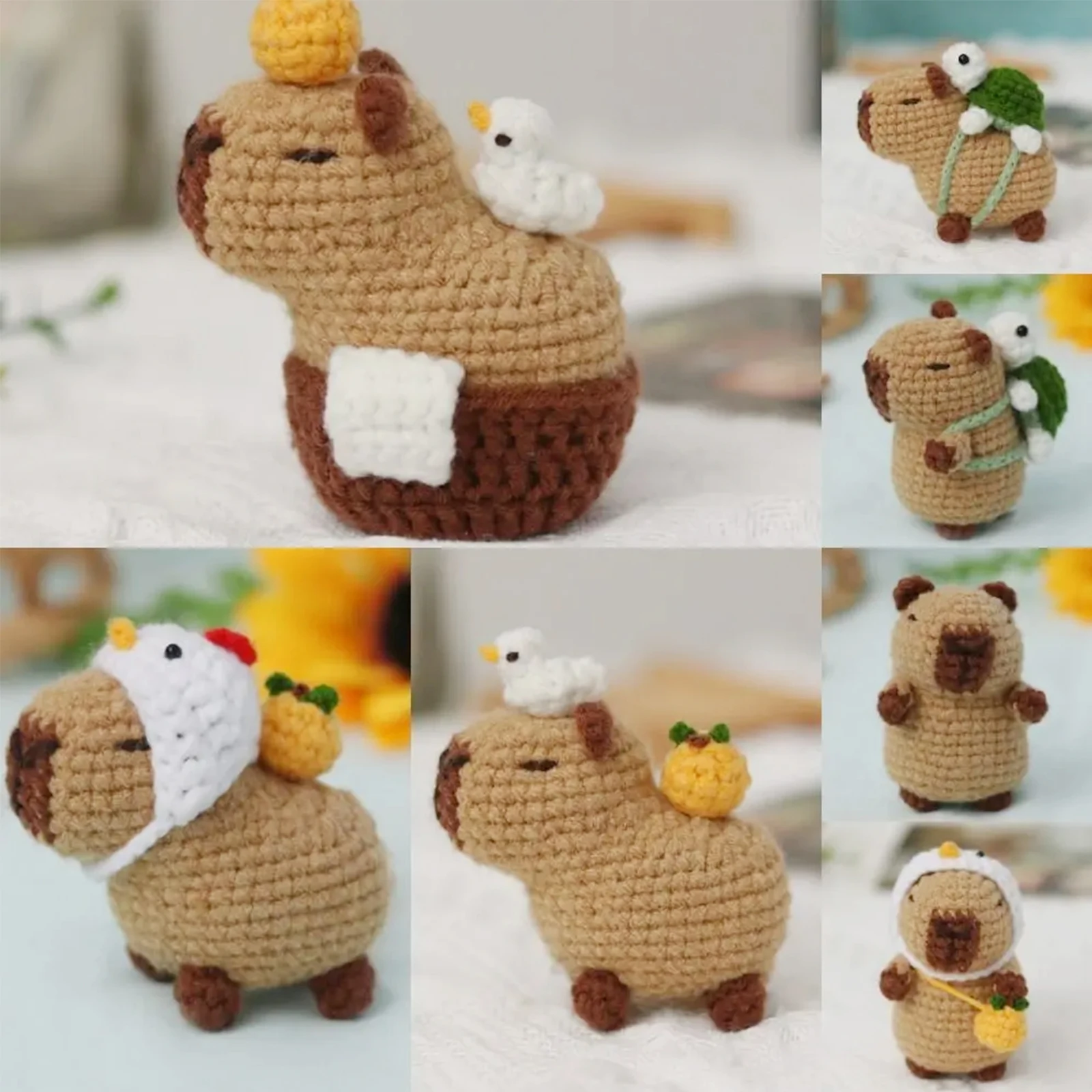 ชุดถัก Capybara, ชุดถักสัตว์น่ารัก, ของขวัญคริสต์มาส, ชุดถักสําหรับผู้เริ่มต้น, ชุดถักสําหรับคนรักงานฝีมือ,