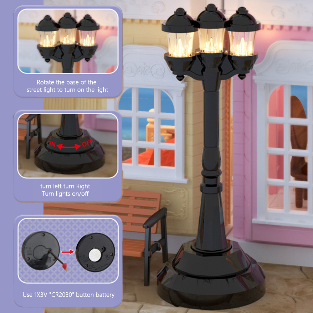 Maison de poupée Koala Miniature, modèle d'éclairage, Simulation de parc, lampadaire, plafonnier, accessoires, Mini scène d'ornement, jouet pour fille, 1/12