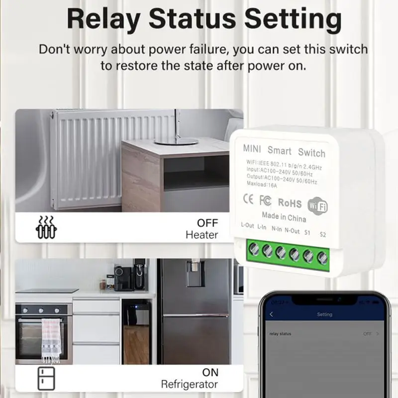 Tuya WiFi Smart Switch Module 16A Wireless DIY Light Switch Support 2 Way Control Smart Life APP Alexa Google Home Voice Control