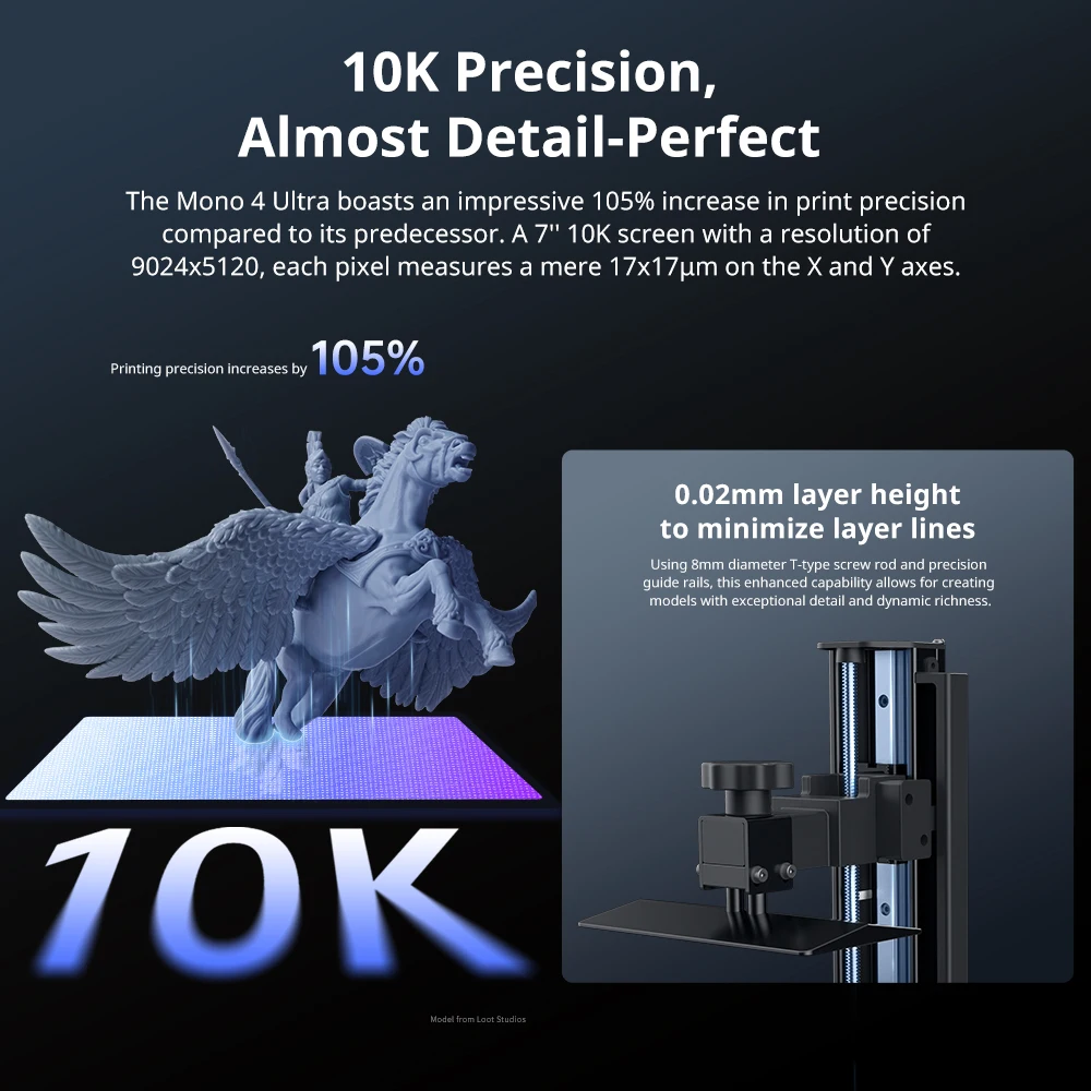 ANYCUBIC Photon Mono 4 Ultra LCD 3D-printer 7 "10K Hoge precisie UV-hars 3D-printen 2,2L Bouwvolume Grootte 236 mm * 231 mm * 430 mm