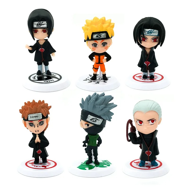 6 Pçs/lote NARUTO Sasuke Gaara Uchiha Madara Figura 7-8cm 2 Estilo Base de Personalidade Mini Estatuetas