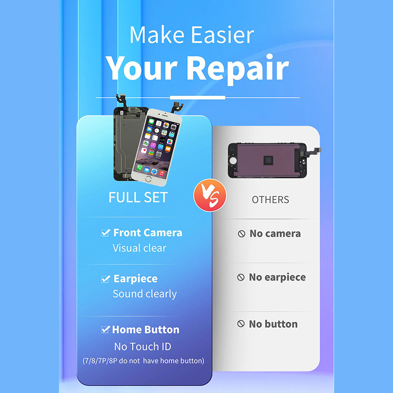 AAAสําหรับiPhone 5 5S 5SE 6 6S 7 8 PlusจอแสดงผลLCDชุดTouch Screen Digitizerเปลี่ยนPantalla + กล้อง
