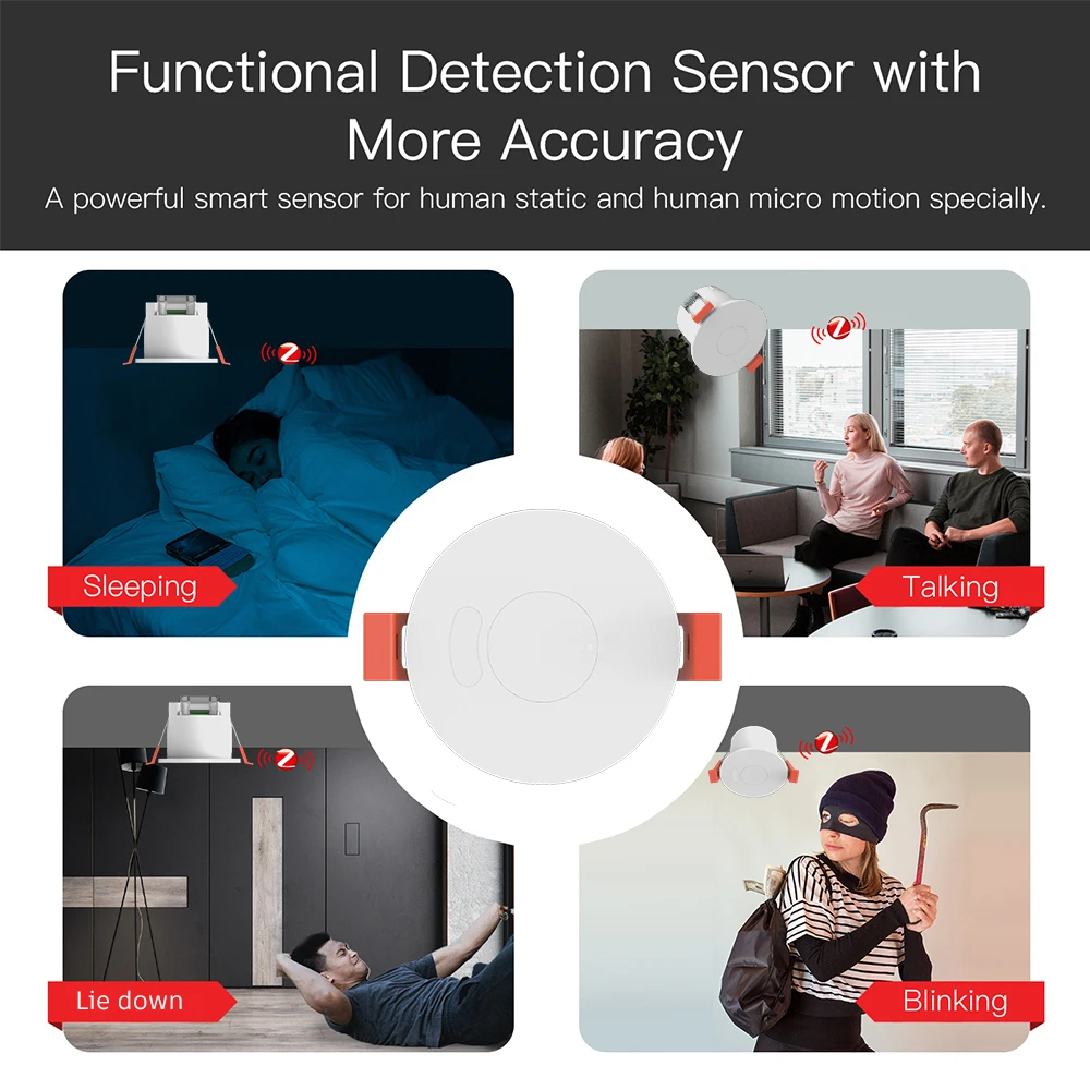 ZigBee/Wifi 5.8/24G MmWave เรดาร์ Human Presence Motion Sensor 16A รีเลย์ความสว่างการตรวจจับ 110/220V Tuya Smart Life Home
