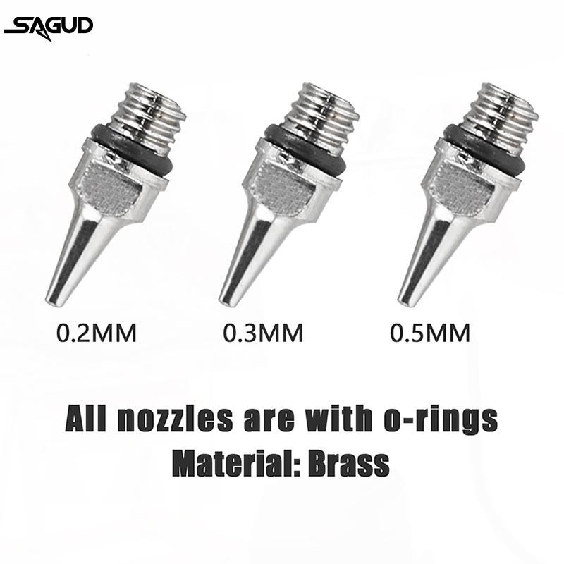 Kit d'accessoires pour outils de remplacement d'aérographe, buse et aiguille de 0.2/0.3/0.5mm pour de nombreux Types de pièces de rechange pour aérographe