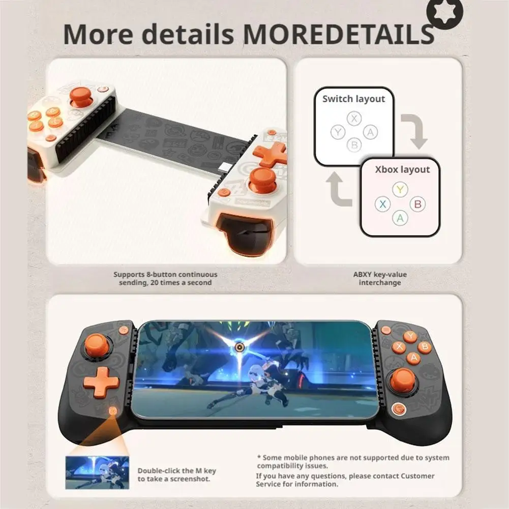 1 Juego GameSir Furious Chick X5lite Stretch Gamepad IOS Android tipo C juego móvil mango elástico controlador de juego