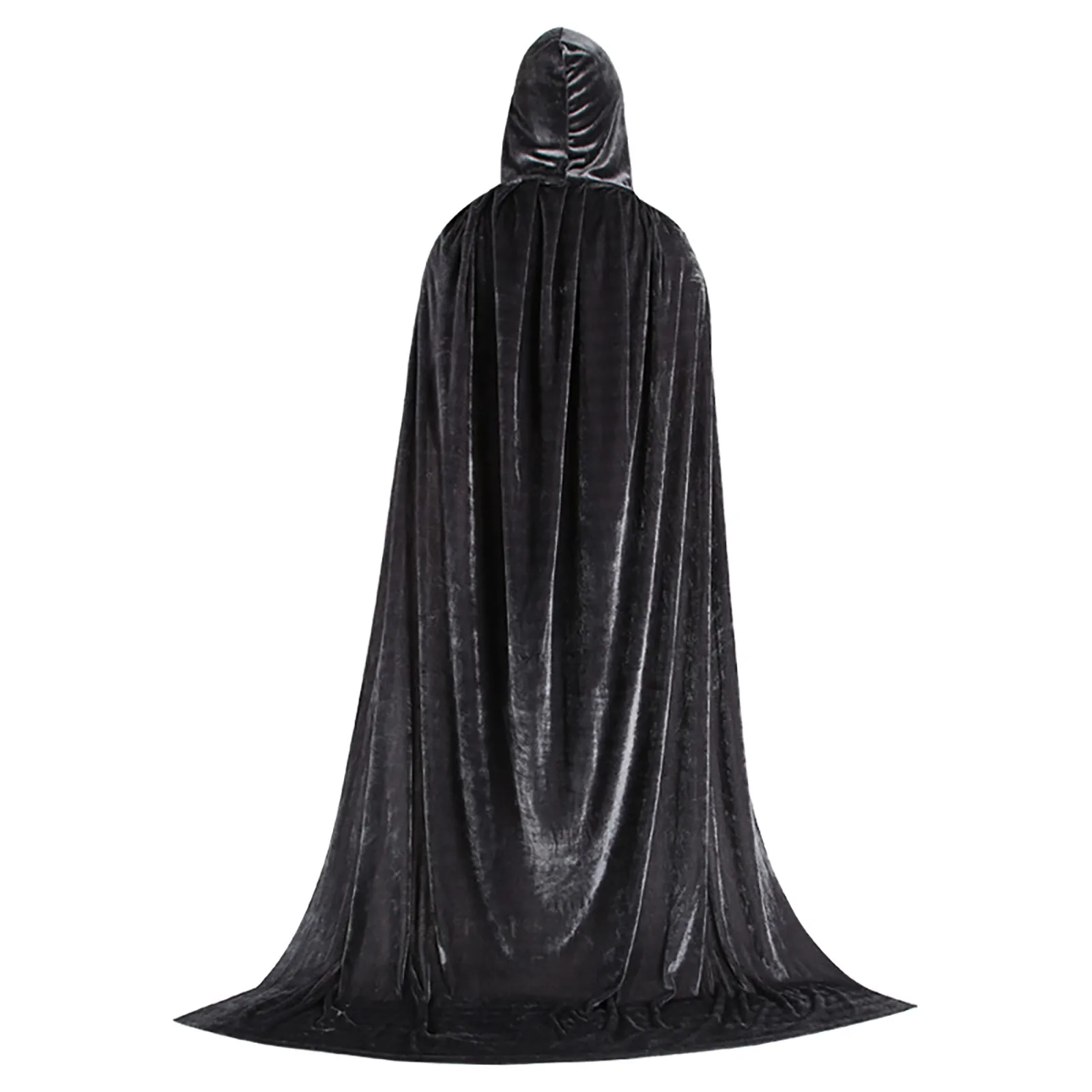 Capa con capucha Medieval Unisex, varios tamaños, Color sólido, terciopelo, capa de bruja de Halloween, Poncho largo Vintage para fiesta de vacaciones y escenario