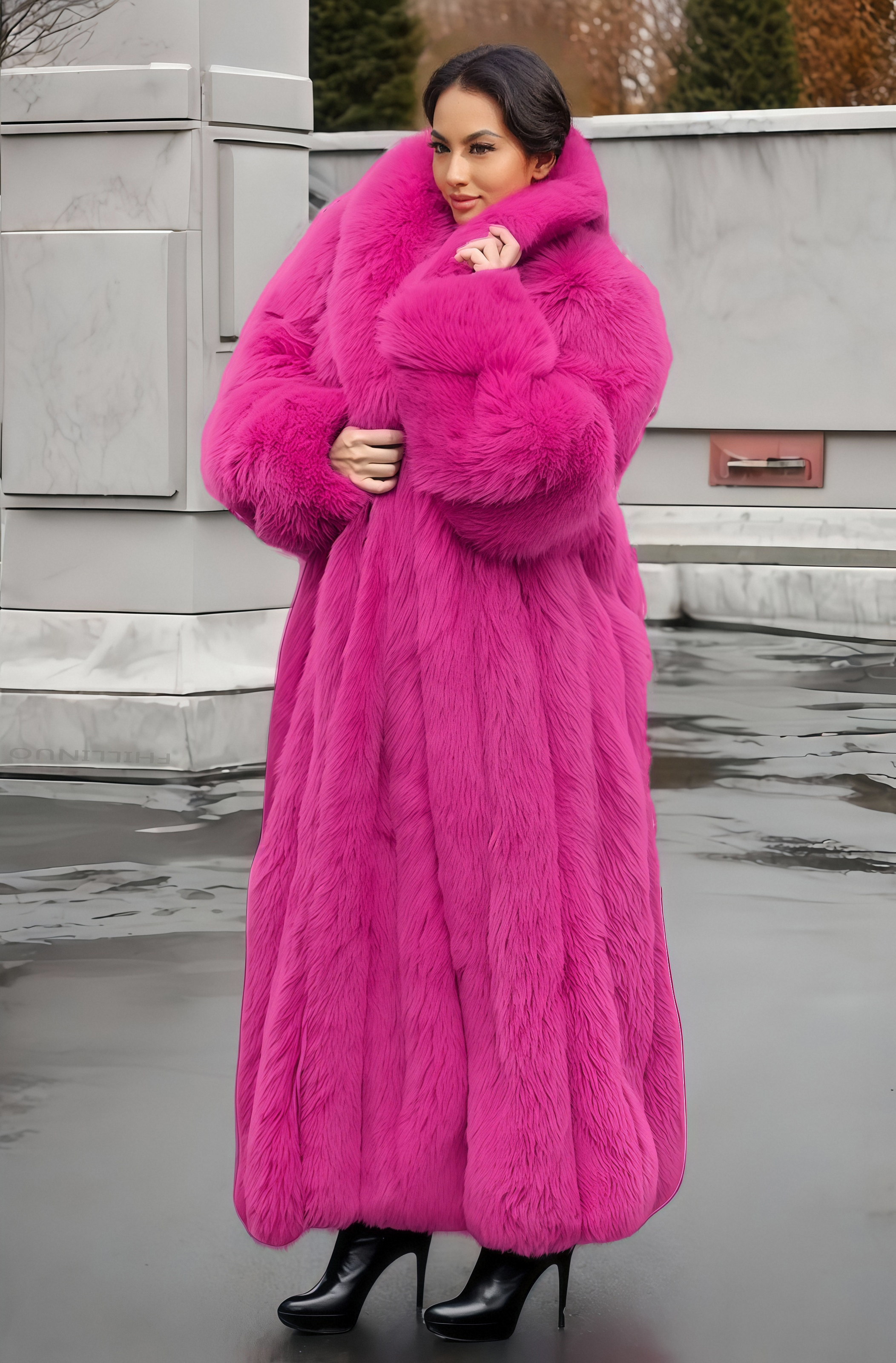 Schicke orientalisierte Damen-Oberbekleidung aus Kunstrasen, modisch, lässig, bequem, Herbst-Winter, langer, einfarbiger Revers-Mantel aus Kunstrasen