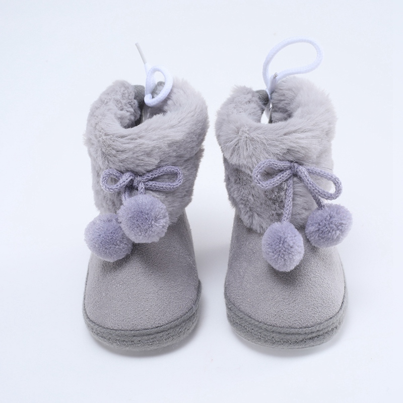Baywell-Botas de nieve de piel para bebé y niña, zapatos cálidos y acogedores, con suela suave, de 0 a 15 meses, para invierno y otoño