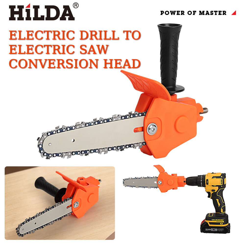 HILDA 4/6 Inch Electric Drill To Electric Chain Saw Adapter Portable Conversion Head Kits Attachment Woodworking Pruning Tools