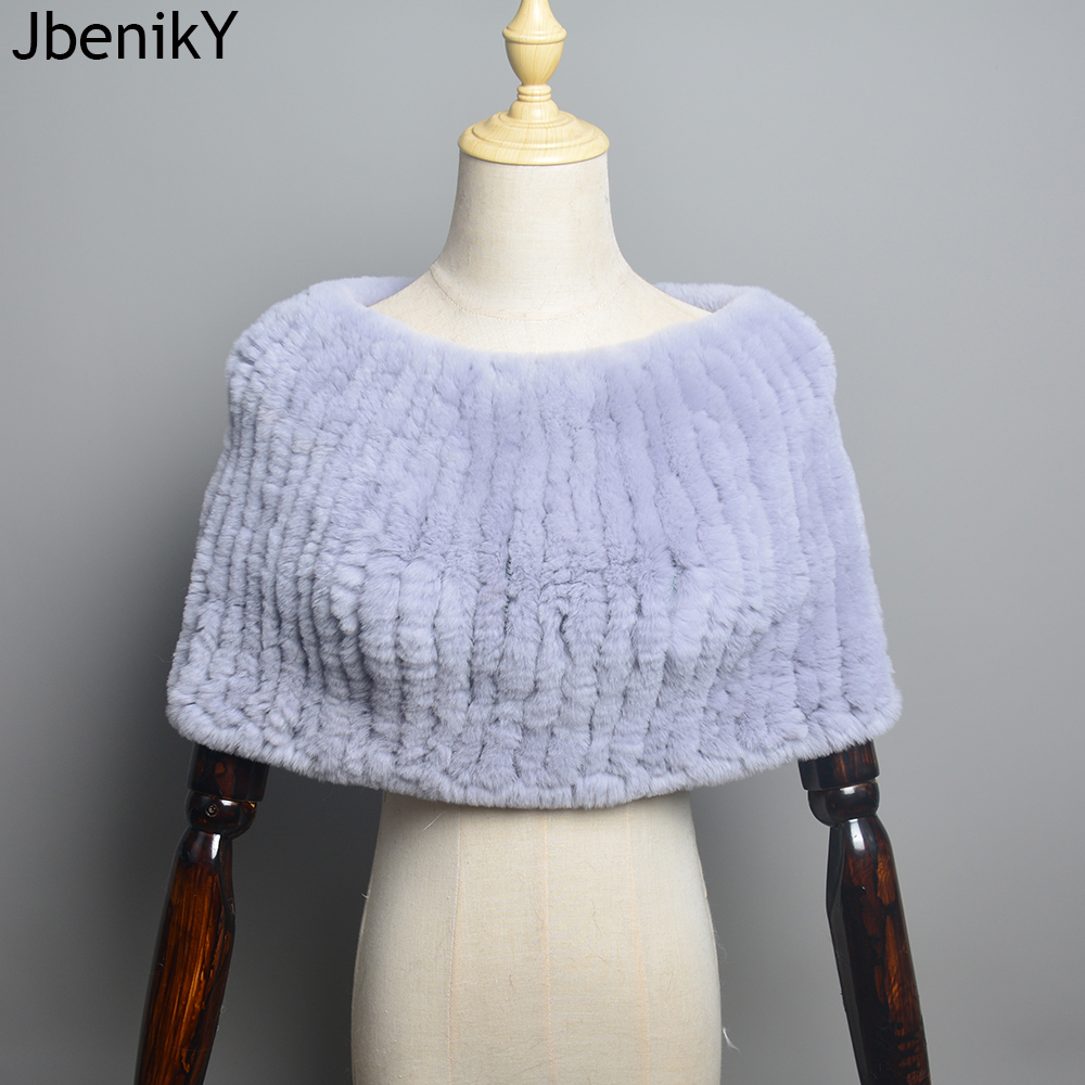 Echt Rex Kaninchen Pelz Gestrickte Elastische Frauen Winter Pullover Schulter Cape Lady Amice Mode Cappa Echtpelz Tippet Thurgs Elastische