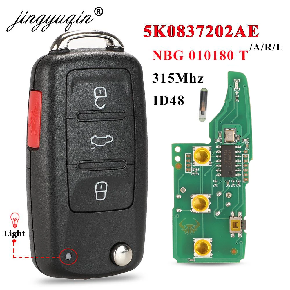 315Mhz 5K 0837202 Kluczyk zdalnego sterowania AE /A/R do VW Jetta CADDY EOS GTI Golf Passat Tiguan Touran Beetle Transporter Multivan Caravelle