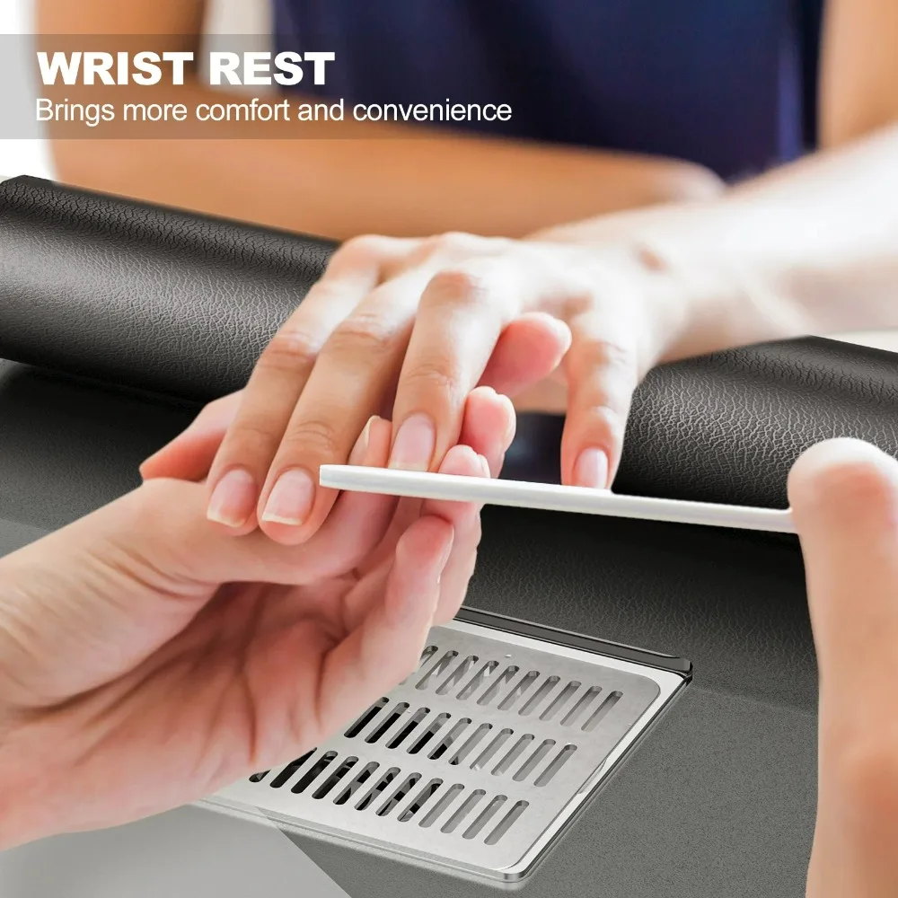Nail Desk for Technician Manicure Table, Nail Table w/Electric Dust Collector & Wrist Rest Cushion, Acetone Resistant Nail Table
