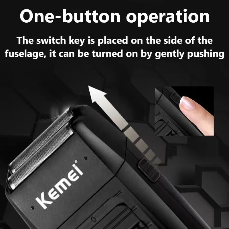 Kemei KM-1102 Rechargeable Cordless Shaver for Men Twin Blade Reciprocating Beard Razor Face Care Multifunction Strong Trimmer