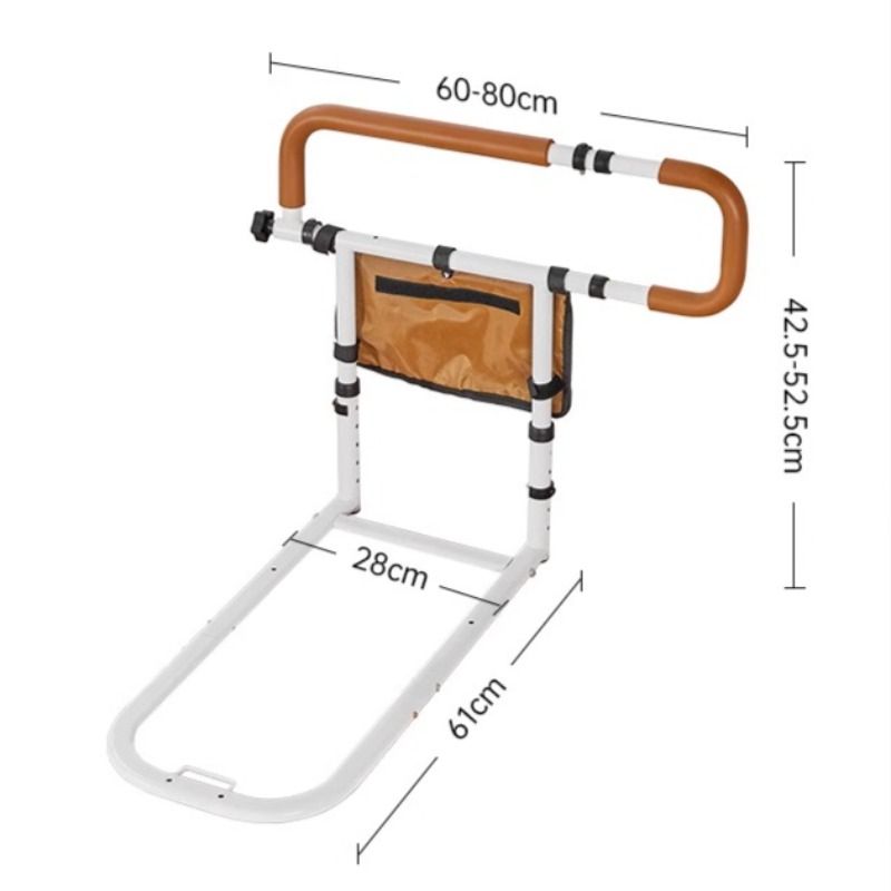 Bed Rails Standing Aid Rail Adjustable Height Bed Assist Bars with Storage Pocket, Handrail Can Be Folded Bed Rail for Elderly