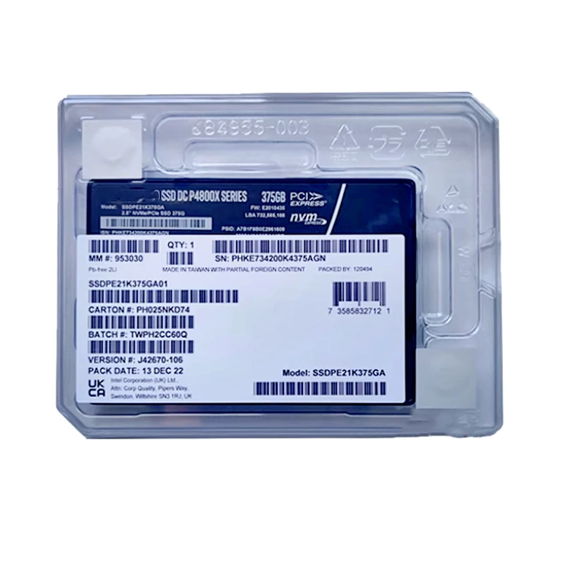 Original P4800X 375G 750G 1.5TB U.2 Ultra Long Life Enterprise Solid State Drive For Intel Aoteng System Disk  P4800X