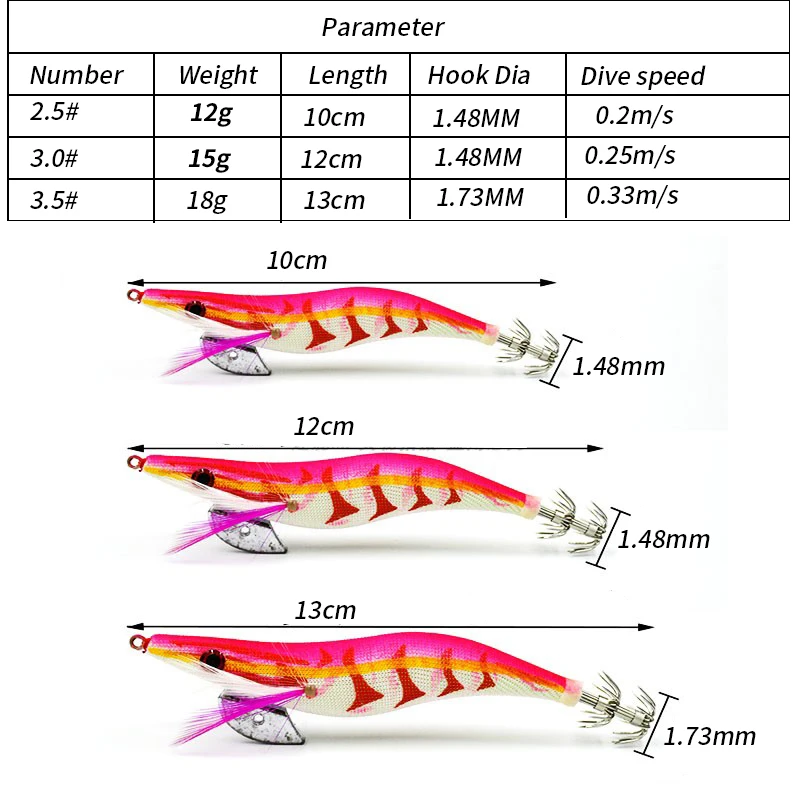 10 Chiếc Dạ Quang Mực Dụ Jig Móc Mồi Tôm Bạch Tuộc Mực Nang Dụ Chì Lưới Tôm Với Vòng Hạt Cườm Mồi Dụ Cá Dẫn chì Lưới
