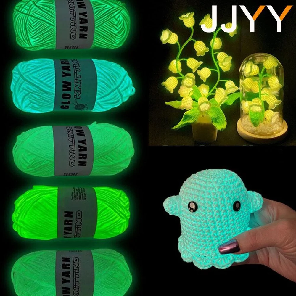 Jjyy ด้ายสีทึบนิ่มเรืองแสงฟลูออเรสเซนต์สำหรับถัก DIY, ถัก, งานฝีมือ, 1ม้วน