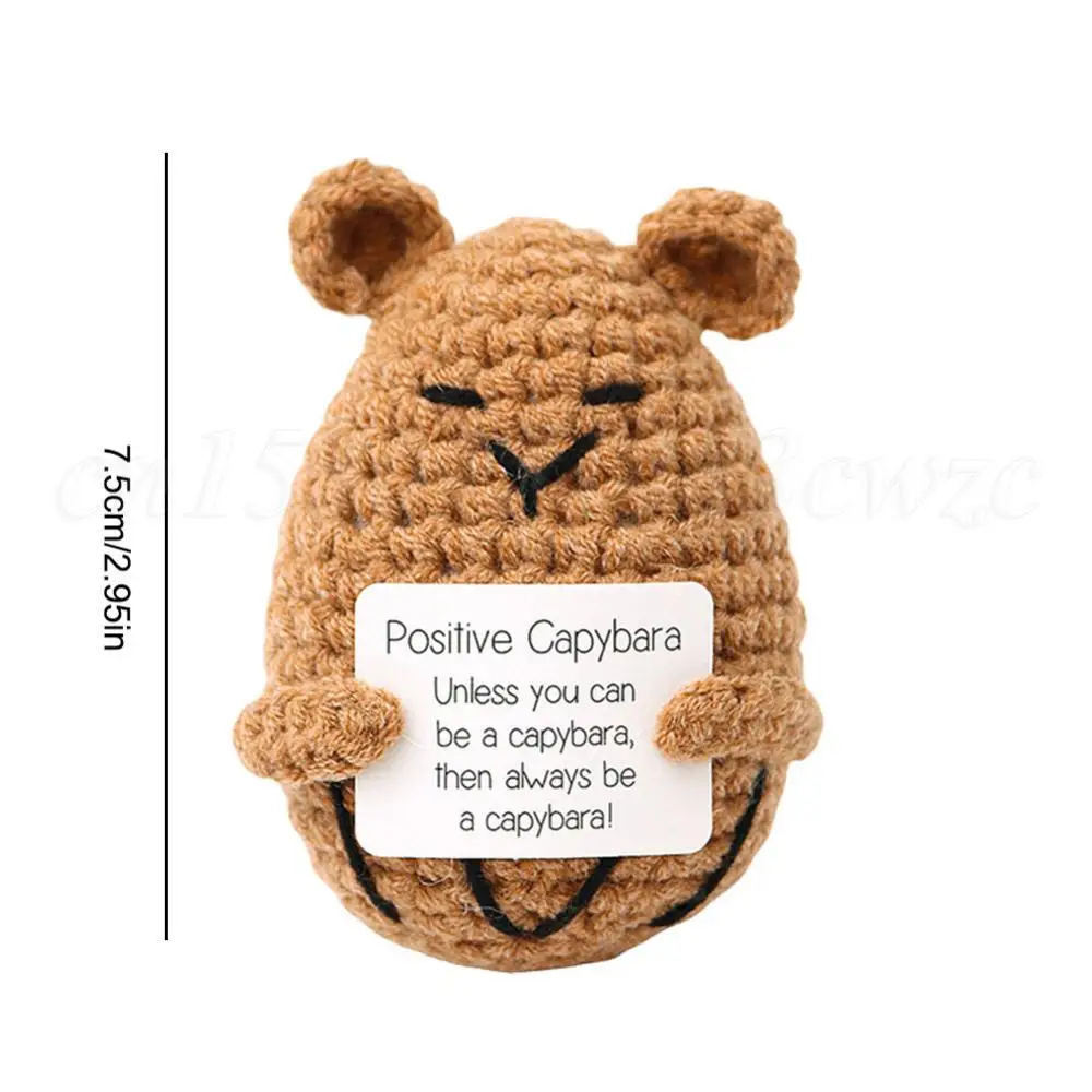 Boneka renda baru boneka rajut pendukung emosional dengan kartu afirmasi positif boneka rajut kreatif hadiah boneka rajut