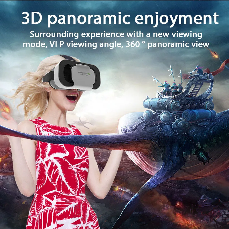 G05 3D VR SHINECON okulary zestaw słuchawkowy montowane na głowie wirtualna rzeczywistość regulowane okulary VR dla inteligentnych telefonów z systemem Android o przekątnej 4,7-6,3 cala