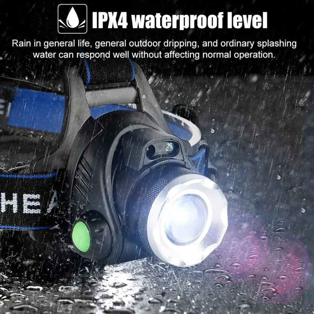 Linterna frontal recargable por USB 2x18650, linterna Led con Sensor de movimiento, linterna impermeable, faro portátil para pesca y Camping