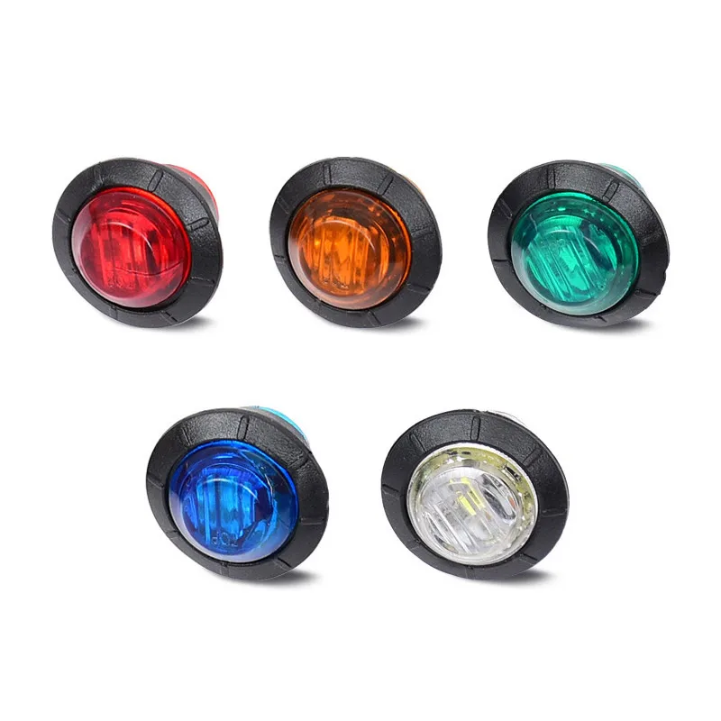 Luces de posición laterales redondas para remolque de 12V, LED impermeables para luces de liquidación de camiones, lámpara de señal de giro para camión