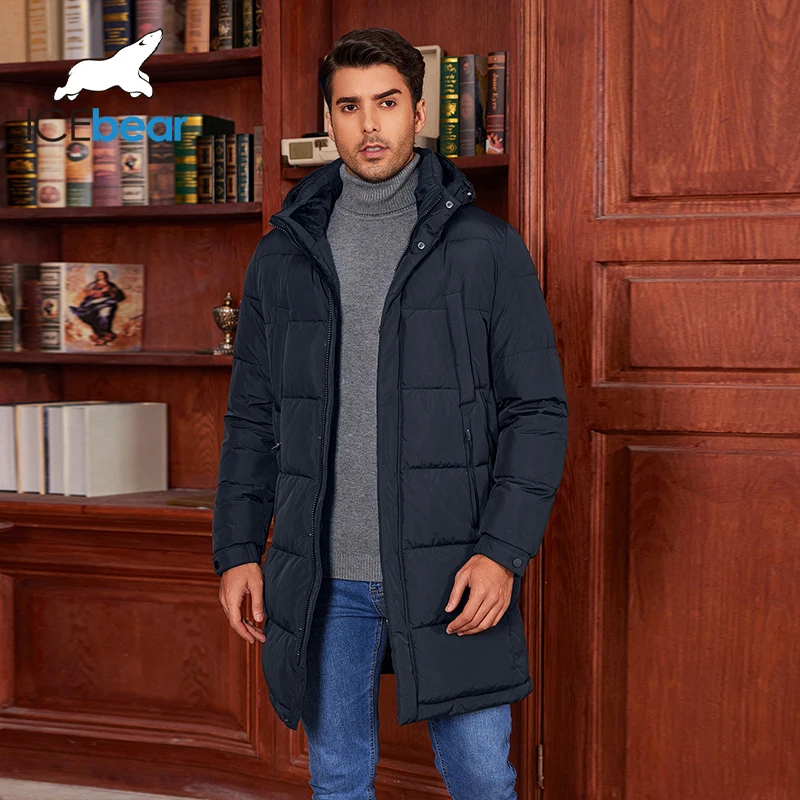 ICEbear-Chaqueta de algodón grueso con capucha para hombre, abrigo informal para exteriores, a la moda, MWD4221I, invierno, 2024