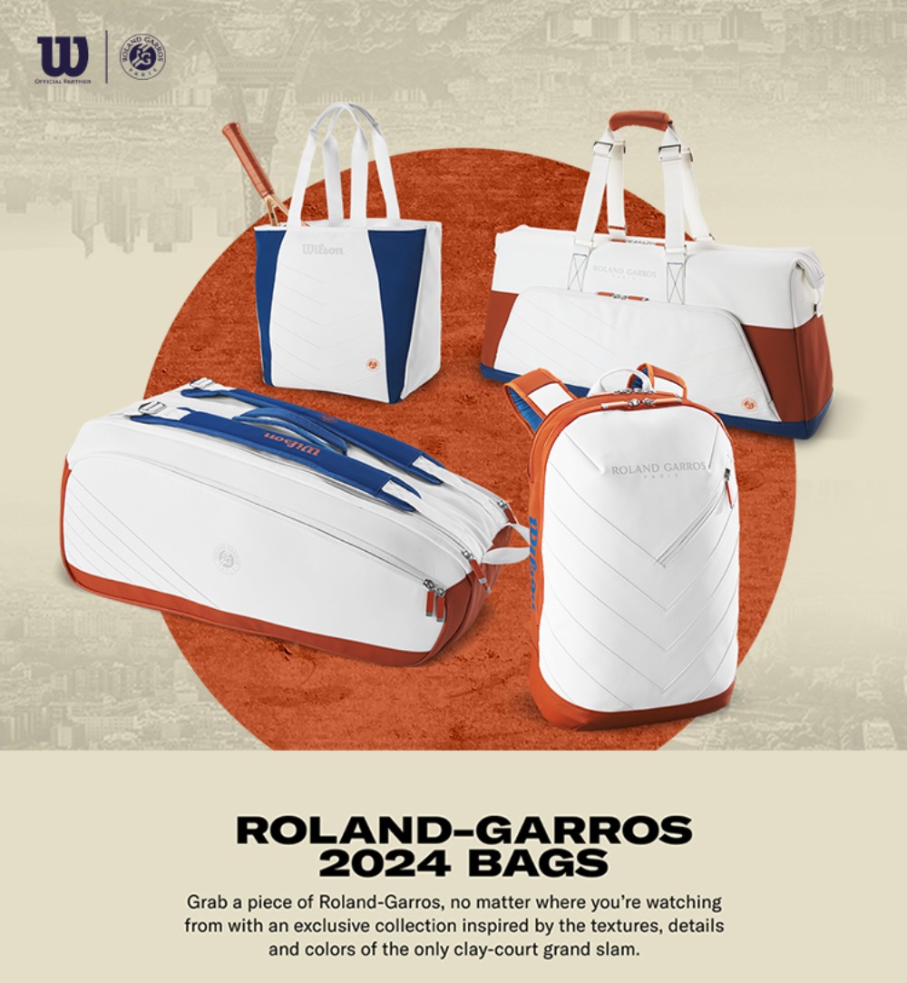 Wilson 2024 Roland Garros Tote Bolsa para raqueta de tenis Match Team Bolsa de tenis deportiva ligera para raqueta con bolsillo forrado de lana Beige