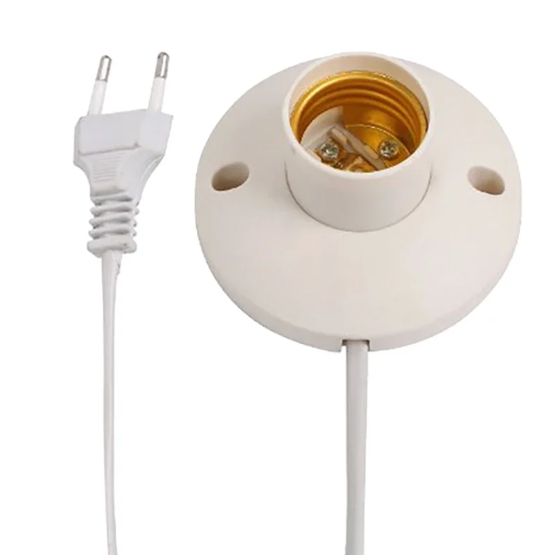 Soporte de lámpara LED de la UE, enchufe de bombilla E27, enchufe de cúpula con Base de Cable para luz de mesa, soportes de noche, accesorios de portalámparas