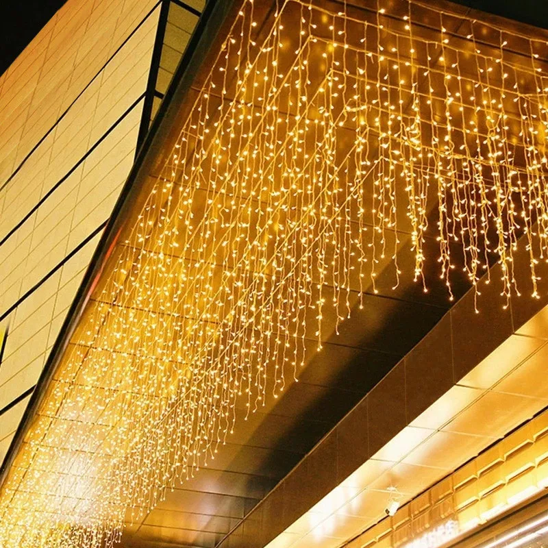 Kurtyna LED 5M Sznur świetlny Sztuczne lódki Girlanda Świąteczna Lampki Fairy Light Wiszące 0.4-0.6m Dekoracyjne oświetlenie zewnętrzne do ogrodu, na ulicę, na Boże Narodzenie