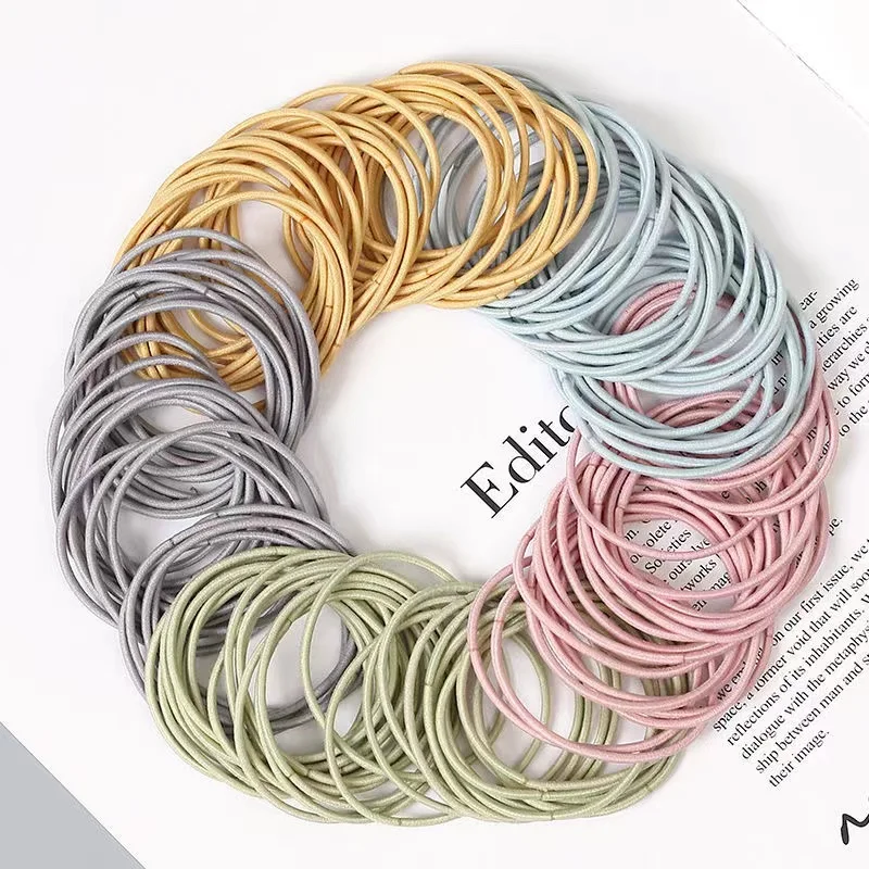 100 stks/set Vrouwen 3.5 CM Basic Nylon Elastische Haarbanden Paardenstaart Haar Chouchou Elastiekjes Hoofdband Haaraccessoires Hoofddeksels