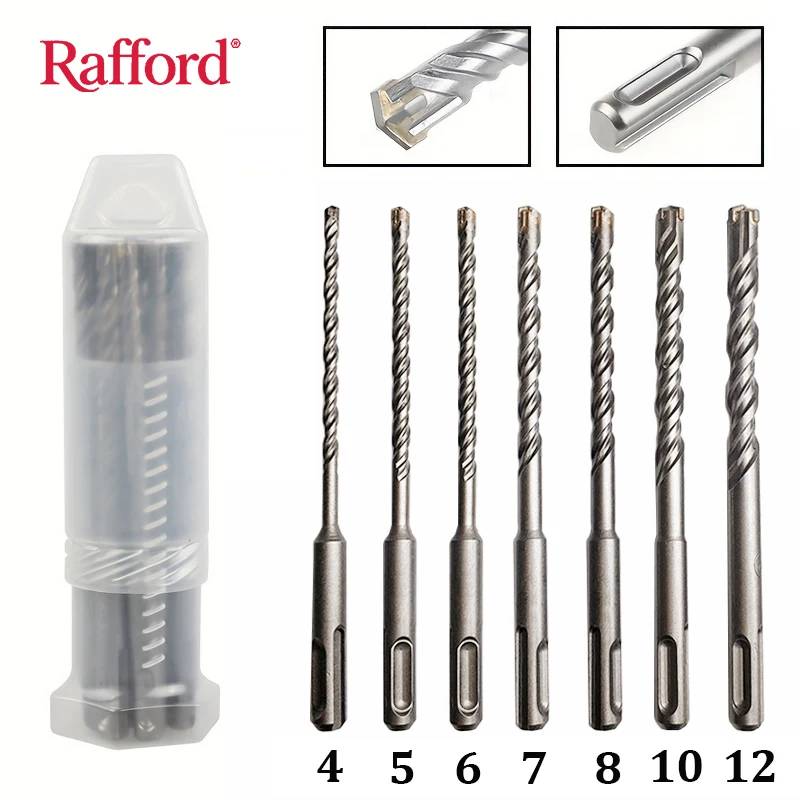 Conjunto de brocas SDS Plus 7 peças, broca de concreto 110 mm (diâmetro 4, 5, 6, 7, 8, 10,12 mm), broca de martelo com 4 bordas de corte