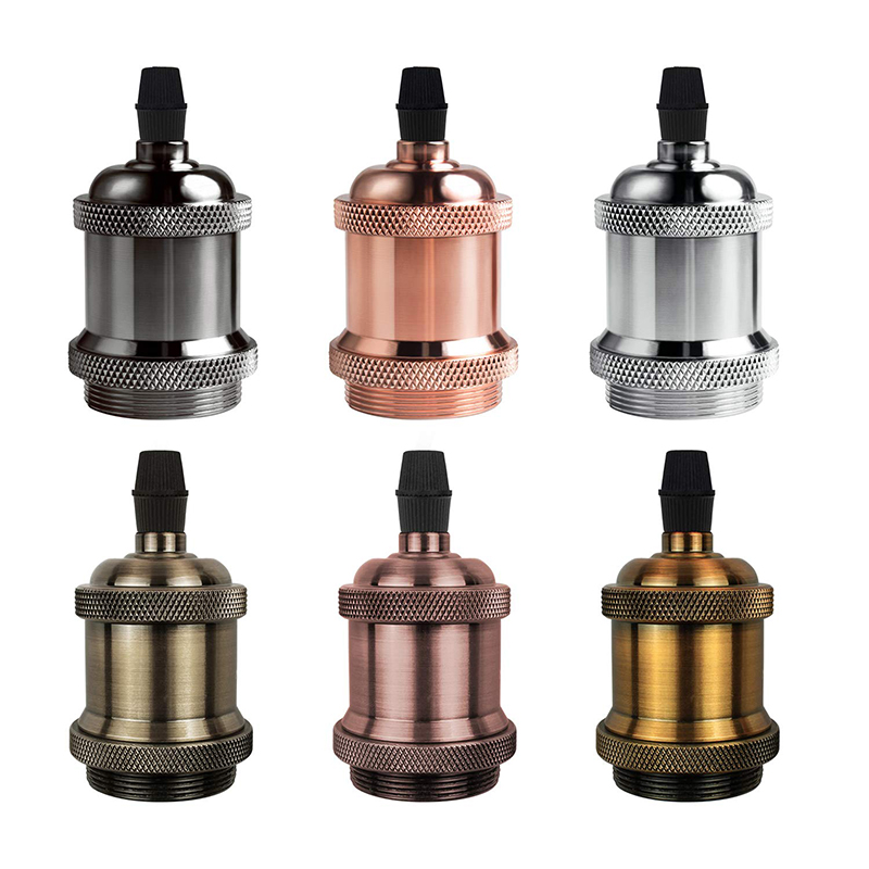 Portalámparas Vintage, portalámparas con tornillo Edison, Bases de bombilla E27, Base de luz DIY con anillo
