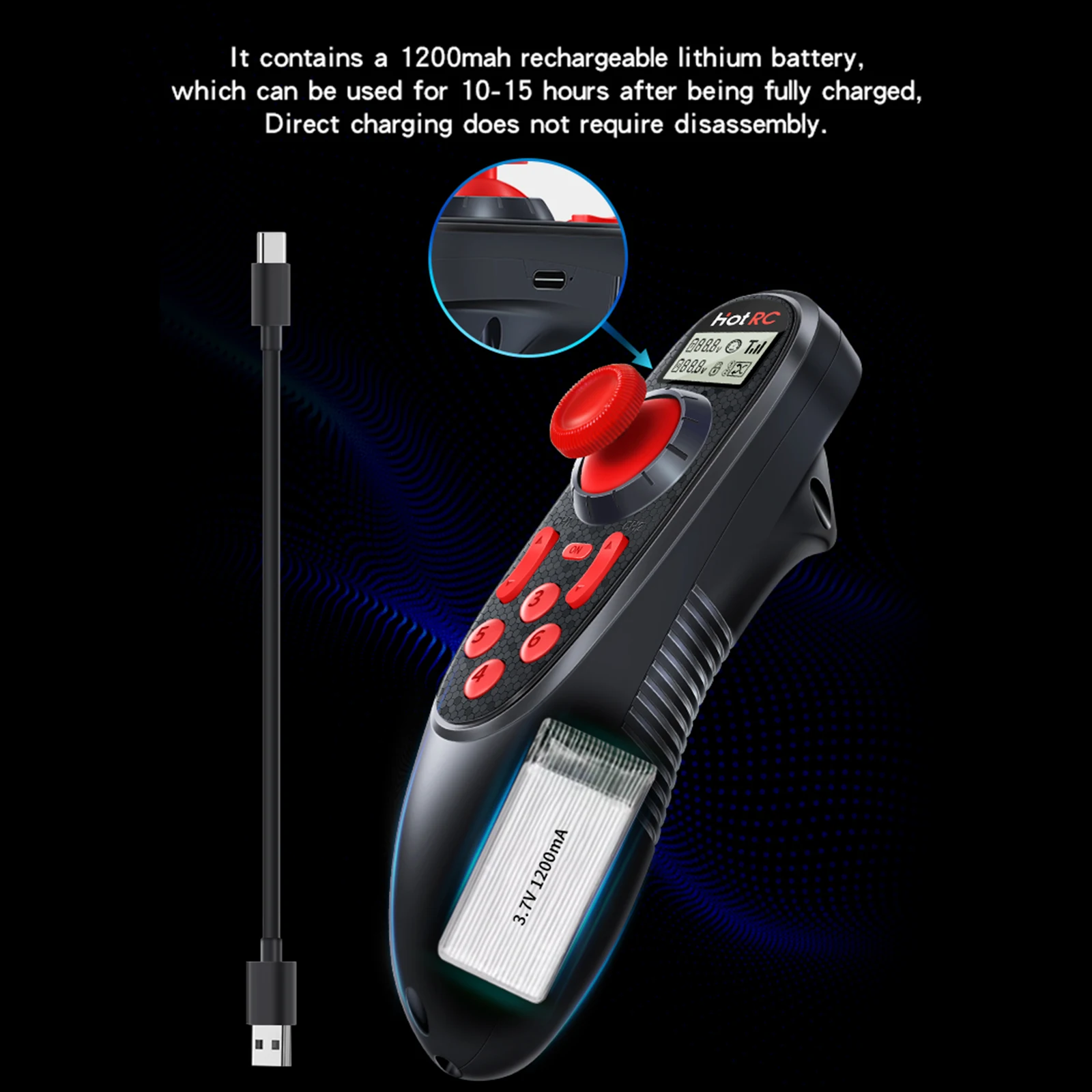 HOTRC DS-600 6CH 2,4 GHz Funksystem Sender Fernbedienung mit DS 600 PWM 6-Kanal-Empfänger für RC-Boot