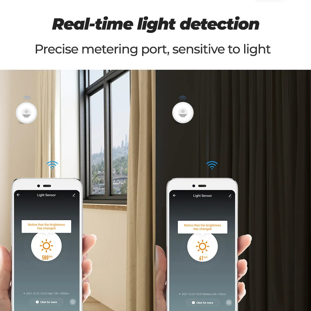 Tuya ZigBee3.0 Lichtsensor Smart Home Beleuchtungssensor Helligkeitsdetektor Automatisierung Verknüpfung Szene Arbeiten mit Smart Life APP