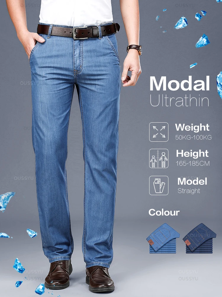 Hochwertige Marken kleidung weicher modaler Stoff Herren jeans klassische Business Straight Denim Hose Arbeits hose männlich plus Größe 40
