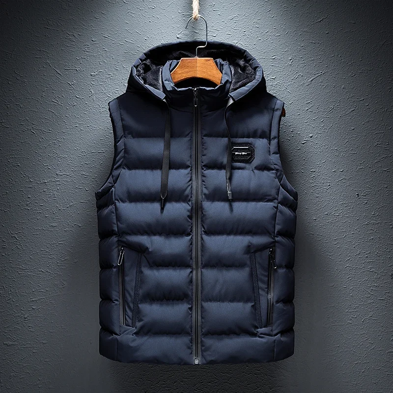 2024 novo colete casual com capuz jaqueta para homens outono inverno quente sem mangas moda comfortabel zíper colete plus size M-6XL