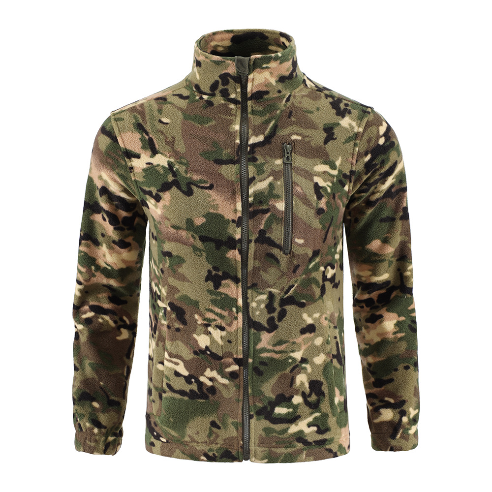 Outdoor-Camouflage-Fleecejacke, doppelseitig, Shake-Fleece-Cardigan, taktische Jacke, warmer Bergsteigeranzug